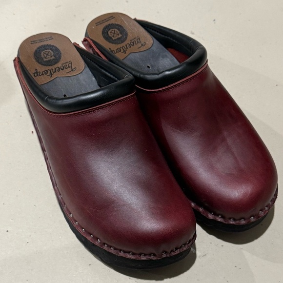 Troentorp Monet Bordeaux Leather Slip-On Clogs Womens Size 12.5-13 men’s 9.5-10 - Picture 6 of 15